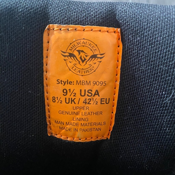 Milwaukee Leather Men's Classic Boots with Side Zip Closure Black Size 9.5 - Picture 9 of 15